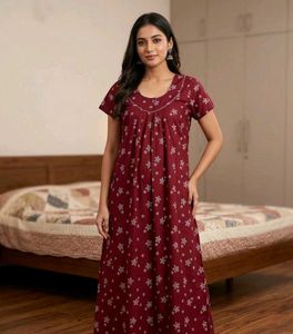 Maroon Floral Print Nightgown