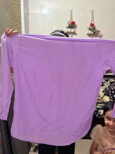 Lilac Button-Up Shirt with Eye Embellishment