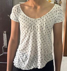 White Polka Dot Casual Top