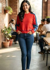 Red &amp; Blue Striped Knit Sweater
