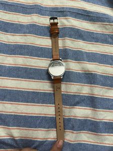 Classic Titan Watch with Brown Leather Strap