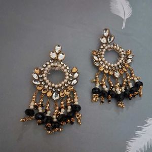 Stunning Black &amp; Gold Chandelier Earrings[handmade