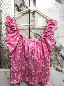 Pink Floral Crop Top