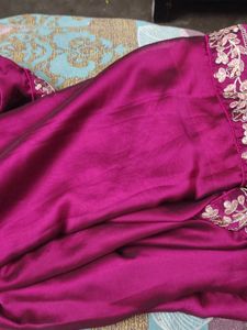 Elegant wine Embroidered Saree