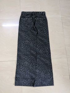Leopard Print Wide Leg Jeans