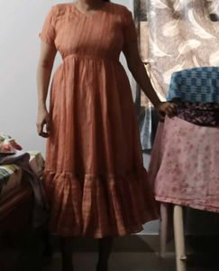 customized Peach Striped Dress length 47