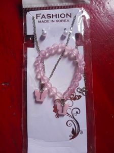 Pink Beaded Bracelet &amp; Earring Set