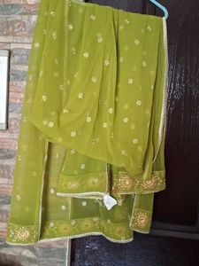 Green Embroidered Kurta Salwar Dupatta set