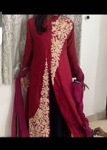Elegant Embroidered Red Anarkali Suit