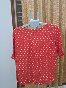 Fig Cute Red &amp; White Polka Dot Top