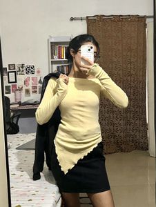 Butter yellow off shoulder top