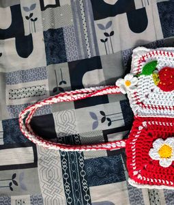 Premium Crochet Square Bag with zip and inner