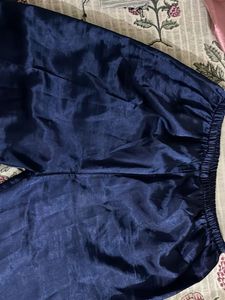 Navy Blue Silk Palazzos