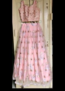 Designer Silk And Net Lehenga Choli With Dupatta
