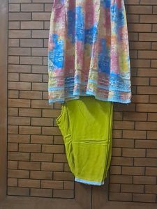 pure  muslin cotton  embroidery  kurti  with  trou
