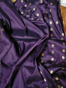 Designer Purple Saree with Orange Blouse