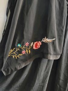 Black Embroidered Burqa