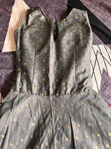 Elegant Grey Embroidered Ethnic Gown