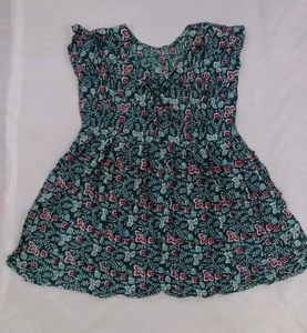 Green Floral Print Summer Dress