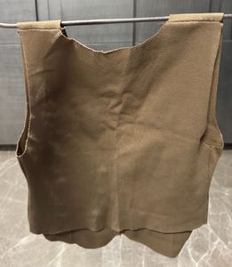 Chic Brown Knit Vest with Jewel Buttons