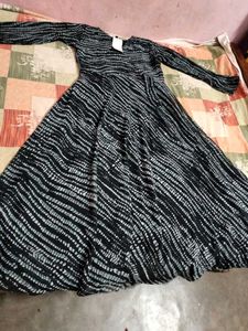 Black &amp; White Patterned Maxi Dress