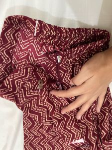 Maroon Floral Kurta Set with Dupatta