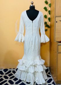 Heavy Flair White Spanish Dress
