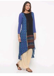 Blue &amp; Black Printed Kurta