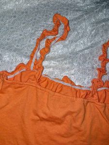 Cute Orange Ruffle Crop Top