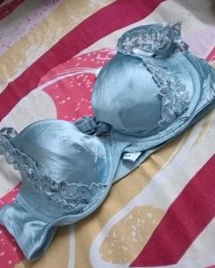 Light Blue Lace Trim Triumph Bra
