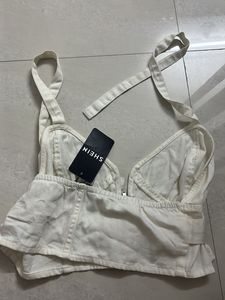 White Halter Corset Style Crop Top