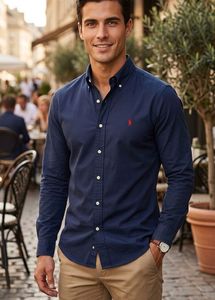 Classic Navy Blue Button-Down Shirt