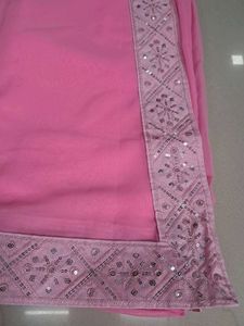 Beautiful Pink Saree with Embellished Border