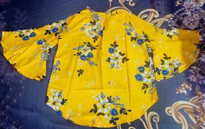 Yellow Floral Bell Sleeve Top