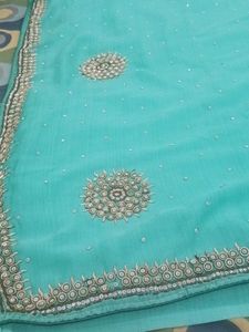 Embroidered Teal Saree