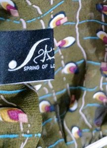 Olive Green Print Blouse