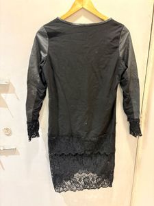 Black Leather And Lace Detail Dress