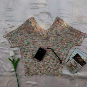 Cozy Multicolored Knit V-Neck Sweater