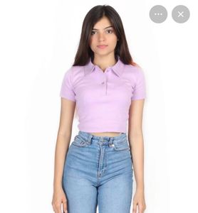 Lilac Ribbed Polo Shirt