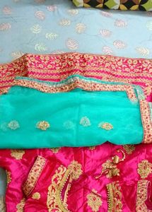 Pink &amp; Gold Embroidered Lehenga Set