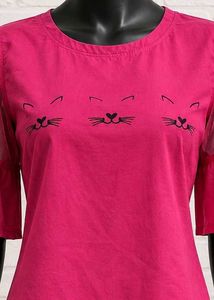 Cute Cat T-shirt with Mesh Sleeves