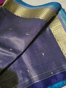 Blue Saree with Gold Embroidery