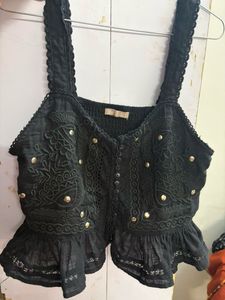 ✨ Elegant Black Embroidered Bralette Top ✨