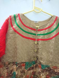 Multicolour Anarkali Pattern Kurti/Ethnic Gown