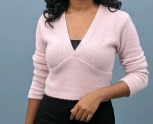 Knit Pink Crop Sweater Top