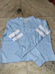 Blue Long Sleeve Graphic Top