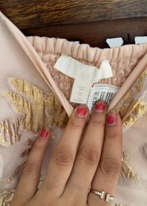 New H&amp;M Festive Blush Floral Puff Sleeve Crop Top