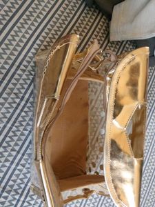 unused foldable large Gold Polka Dot pouch