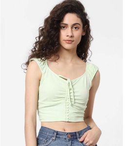 Light Green Ruched Crop Top xs