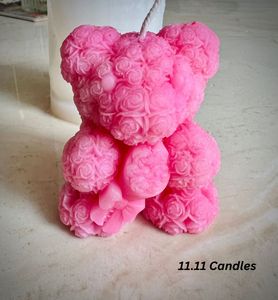 Cute Teddy Bear Rose Candle- Customised Colors Ava